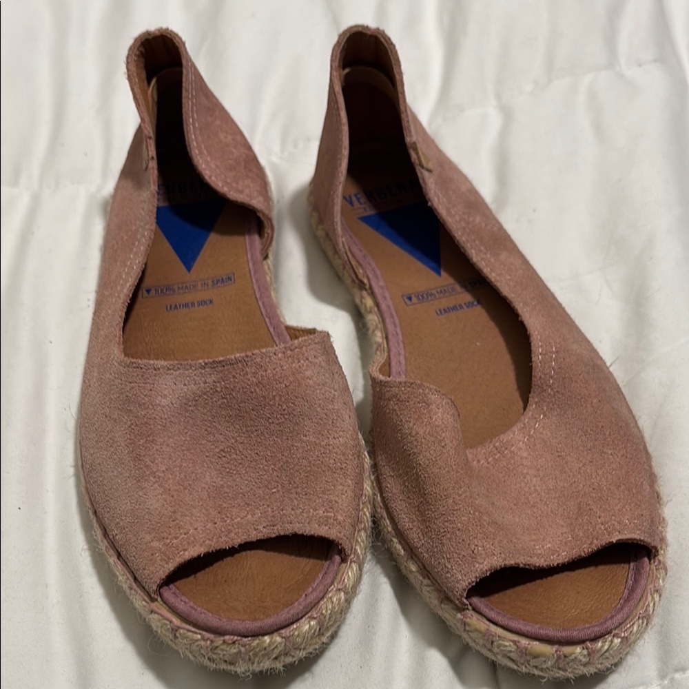 Women's Pink Suede Espadrille Flats